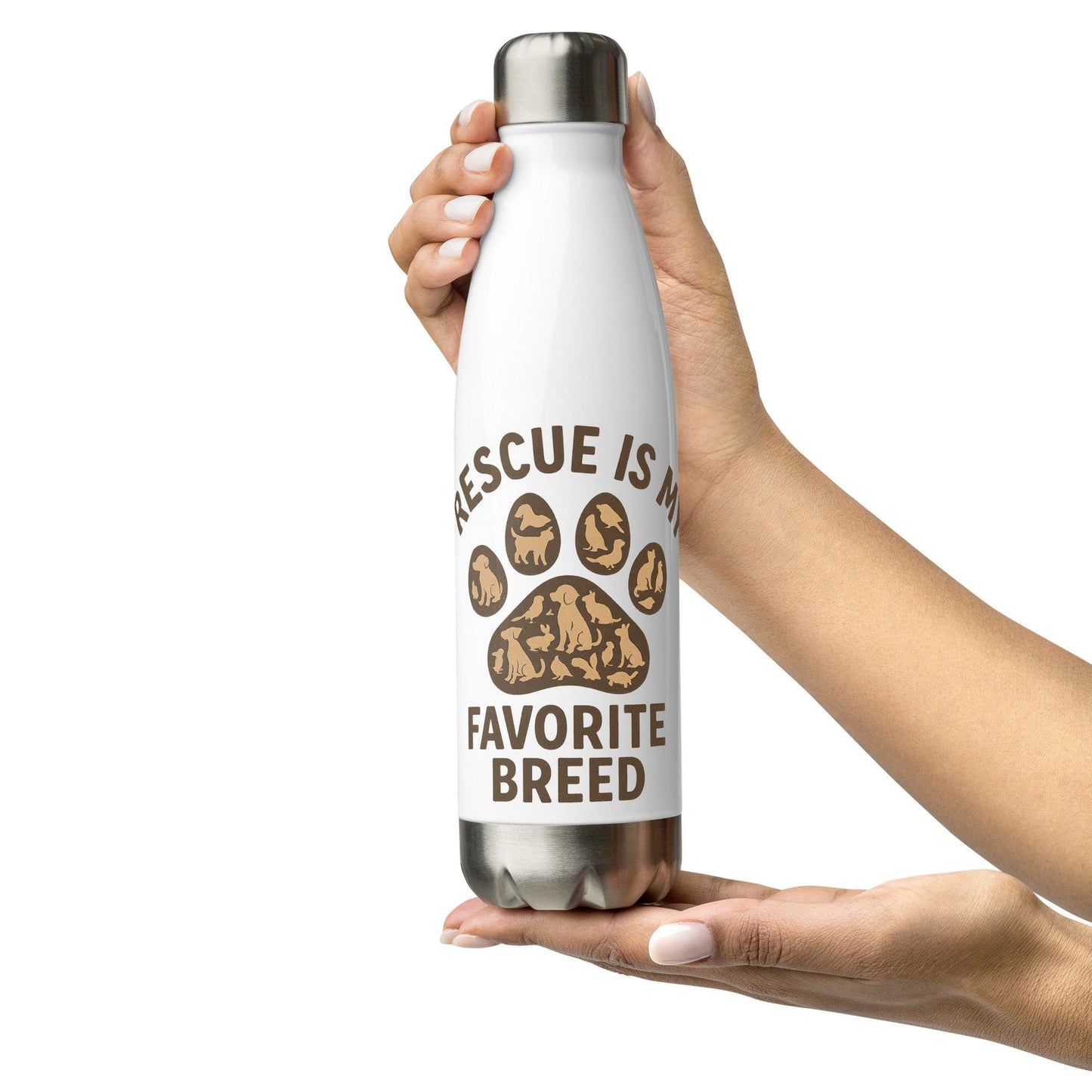 Stainless steel water bottle - Rescue is my favorite breed