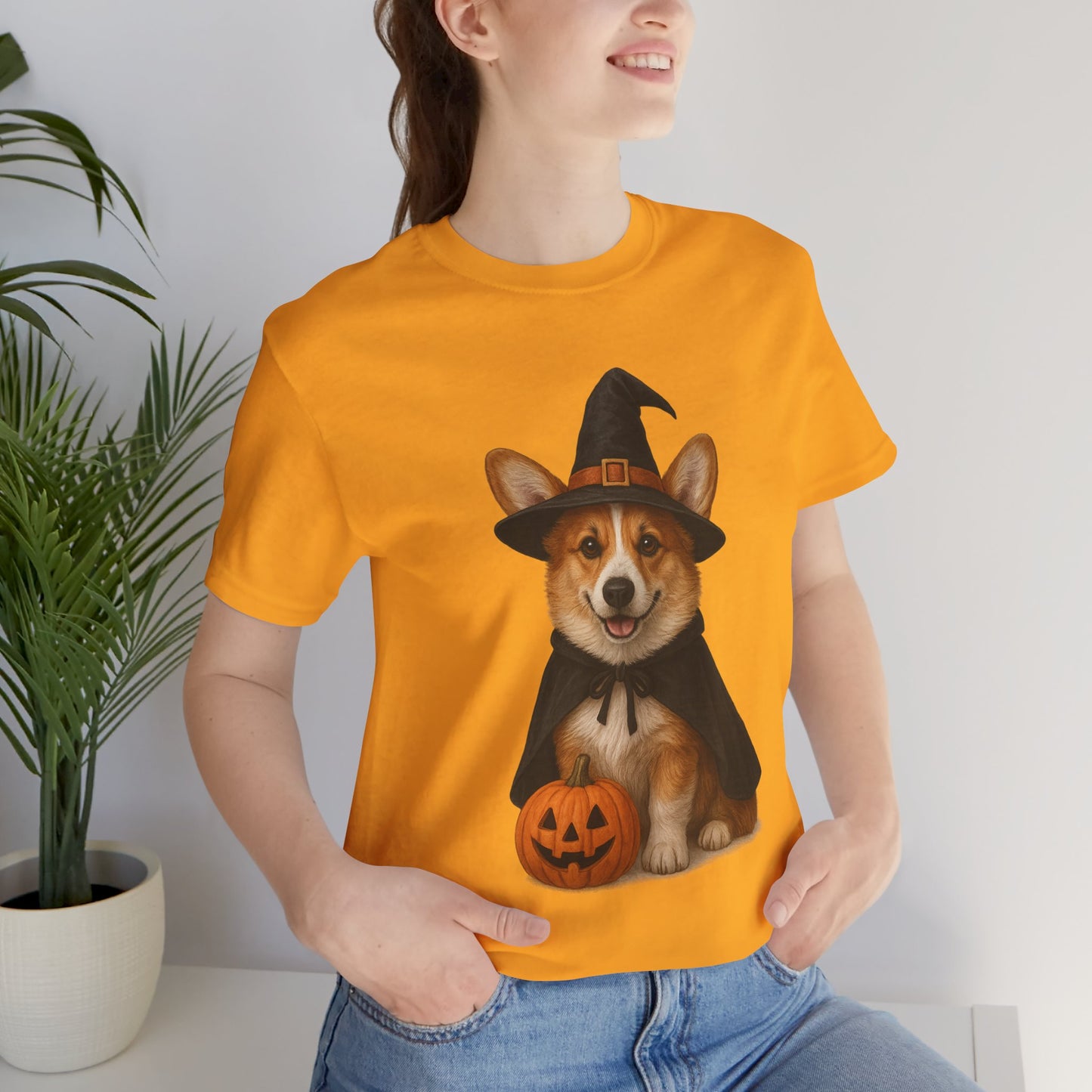 Cute Corgi Halloween Tee, Halloween Shirt, Unisex Dog Lover Tee, Funny Pet Shirt, Pumpkin T-shirt, Fall Apparel