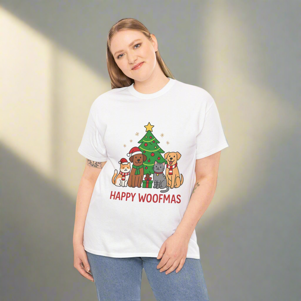 Happy Woofmas Tee: Unisex Christmas Pet Lover Shirt