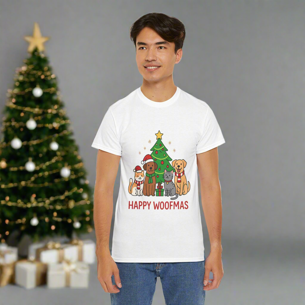 Happy Woofmas Tee: Unisex Christmas Pet Lover Shirt