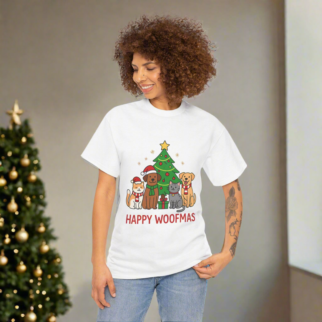 Happy Woofmas Tee: Unisex Christmas Pet Lover Shirt