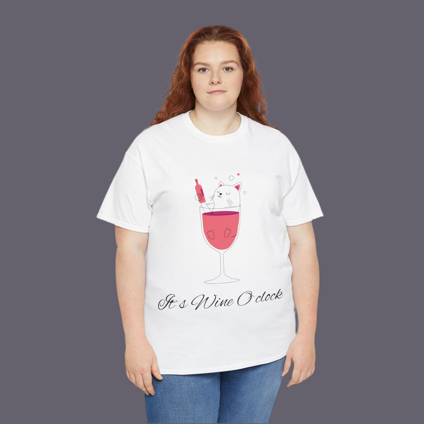 Funny Wine O'Clock Cotton Tee - Casual Wine Lover Gift