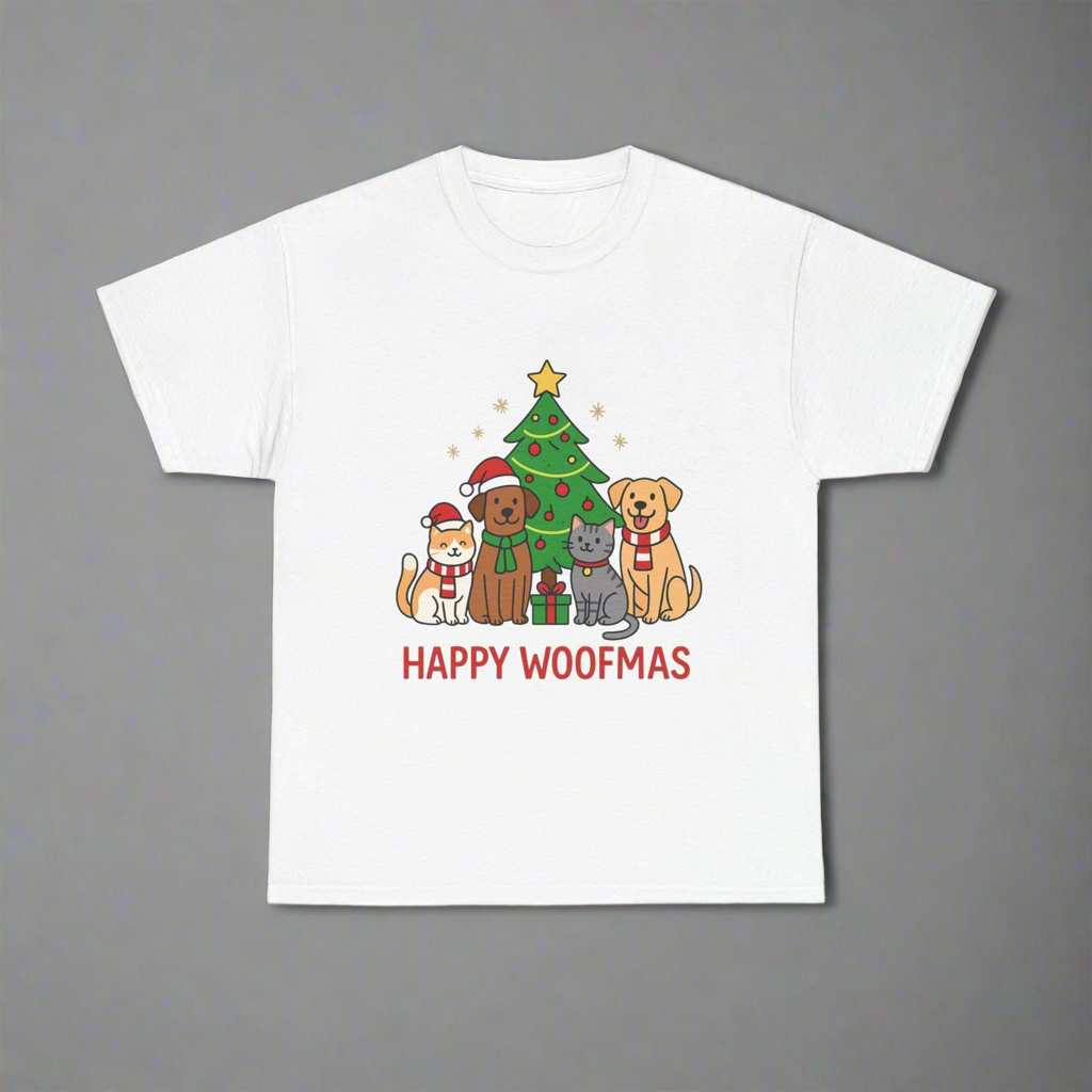 Happy Woofmas Tee: Unisex Christmas Pet Lover Shirt