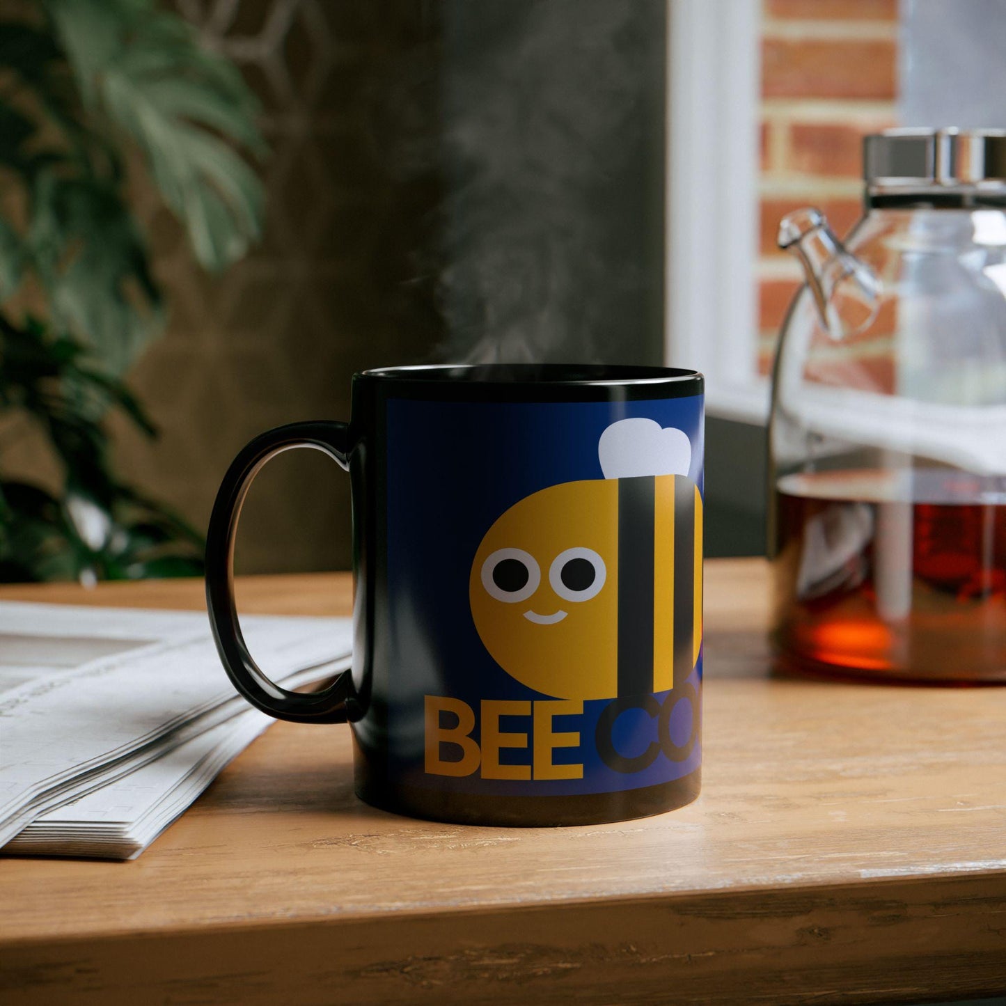 Cute Bee Coffee Mug, Funny Gift for Bee Lovers, Unique Office Mug, Blue Bee Mug, Birthday Present for Friends