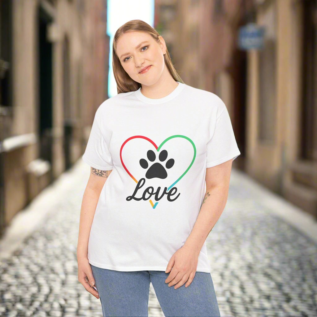 Heart Paw Print Unisex Tee: Animal Lover T-Shirt