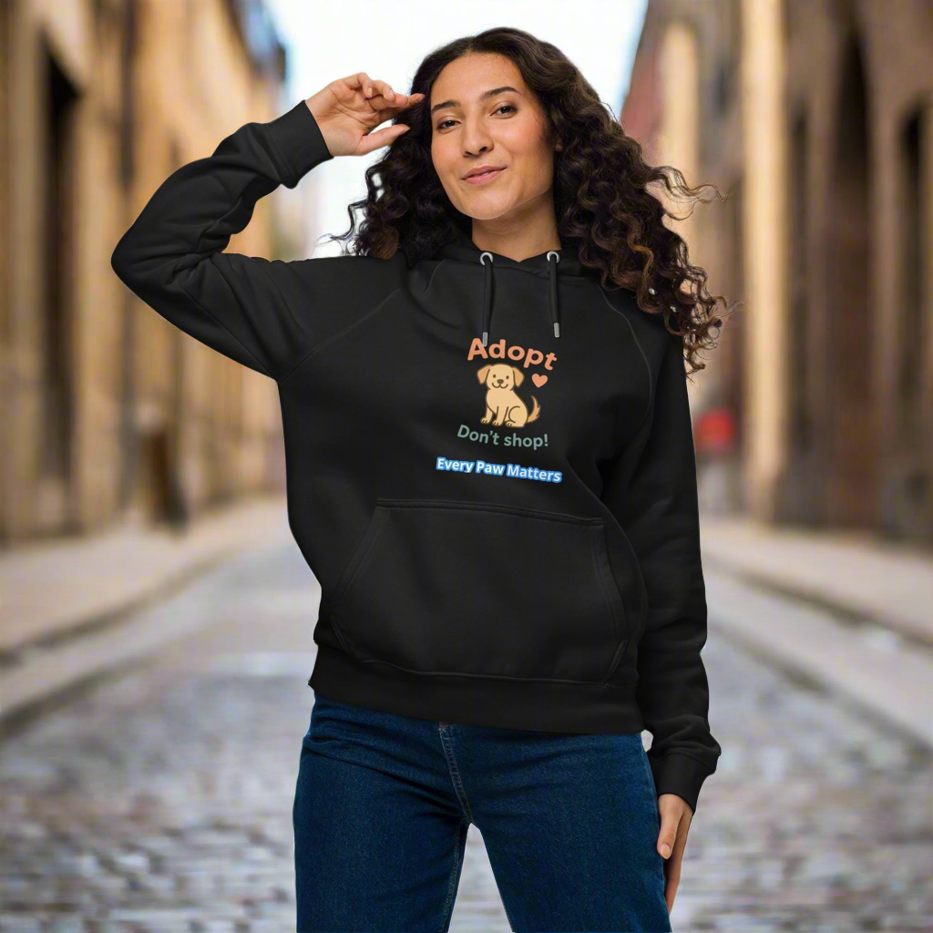 Unisex eco raglan hoodie Adopt Dont Shop