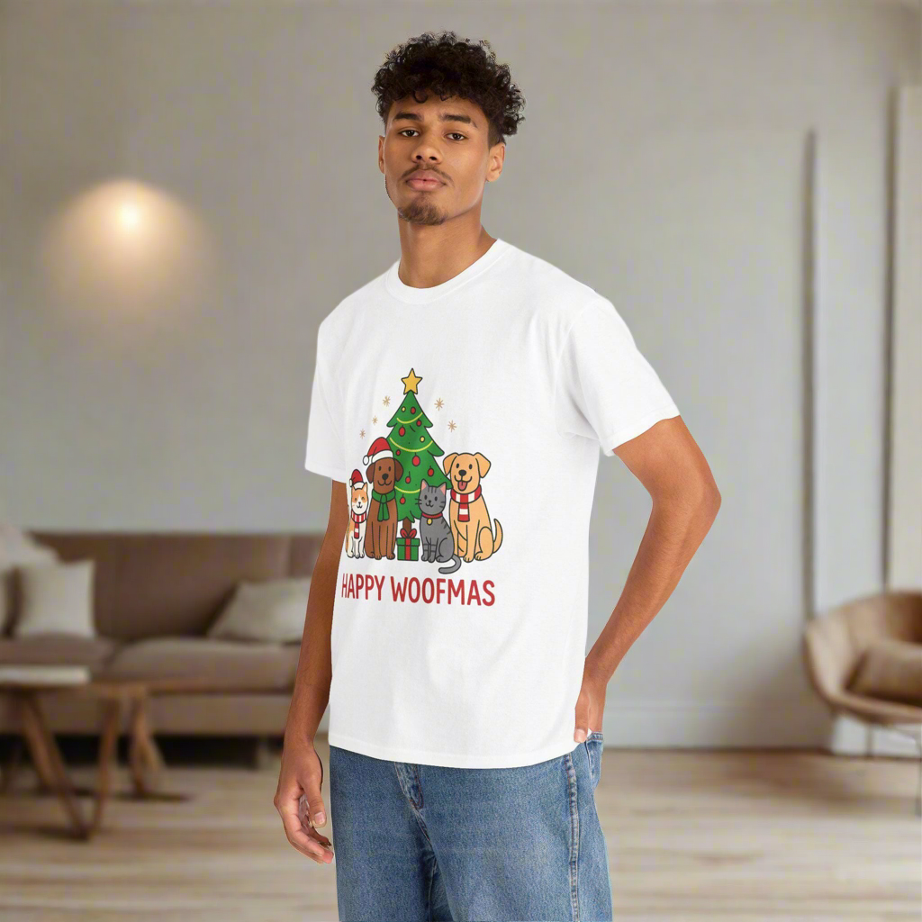 Happy Woofmas Tee: Unisex Christmas Pet Lover Shirt
