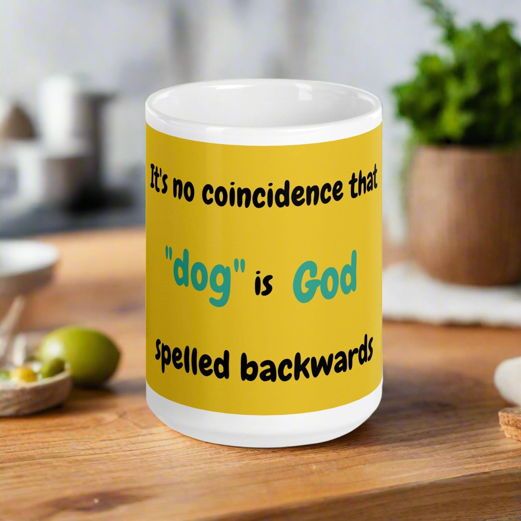 Yellow glossy mug for dog lovers
