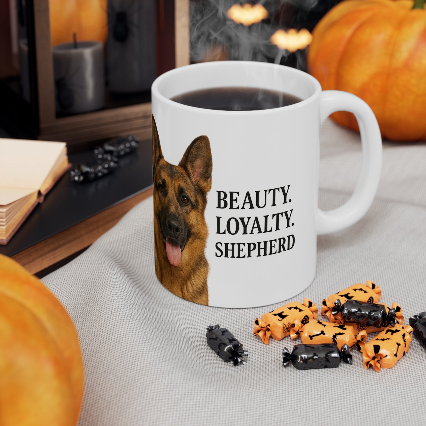 German Shepherd Ceramic Coffee Cup - Beauty Loyalty Shepherd Mug, Dog Lover Gift, Pet Memorial, Personalized Cup, 11oz 15oz Options