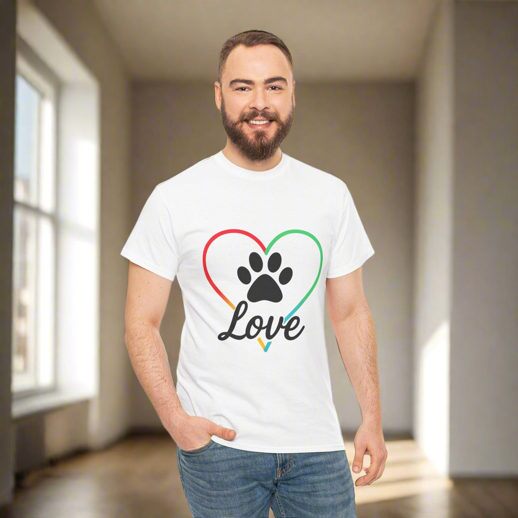 Heart Paw Print Unisex Tee: Animal Lover T-Shirt