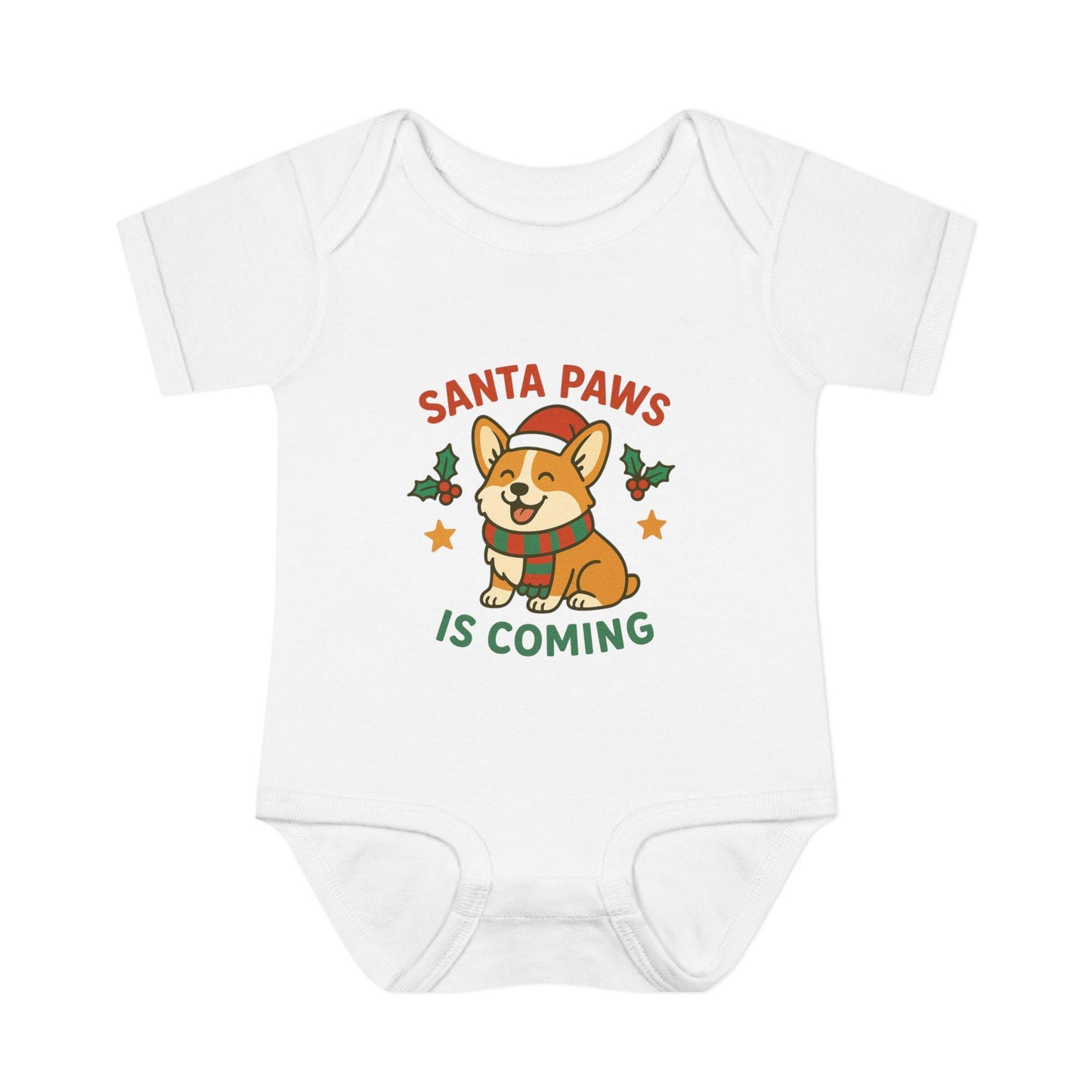 Santa Paws Corgi Baby Bodysuit: Christmas Onesie