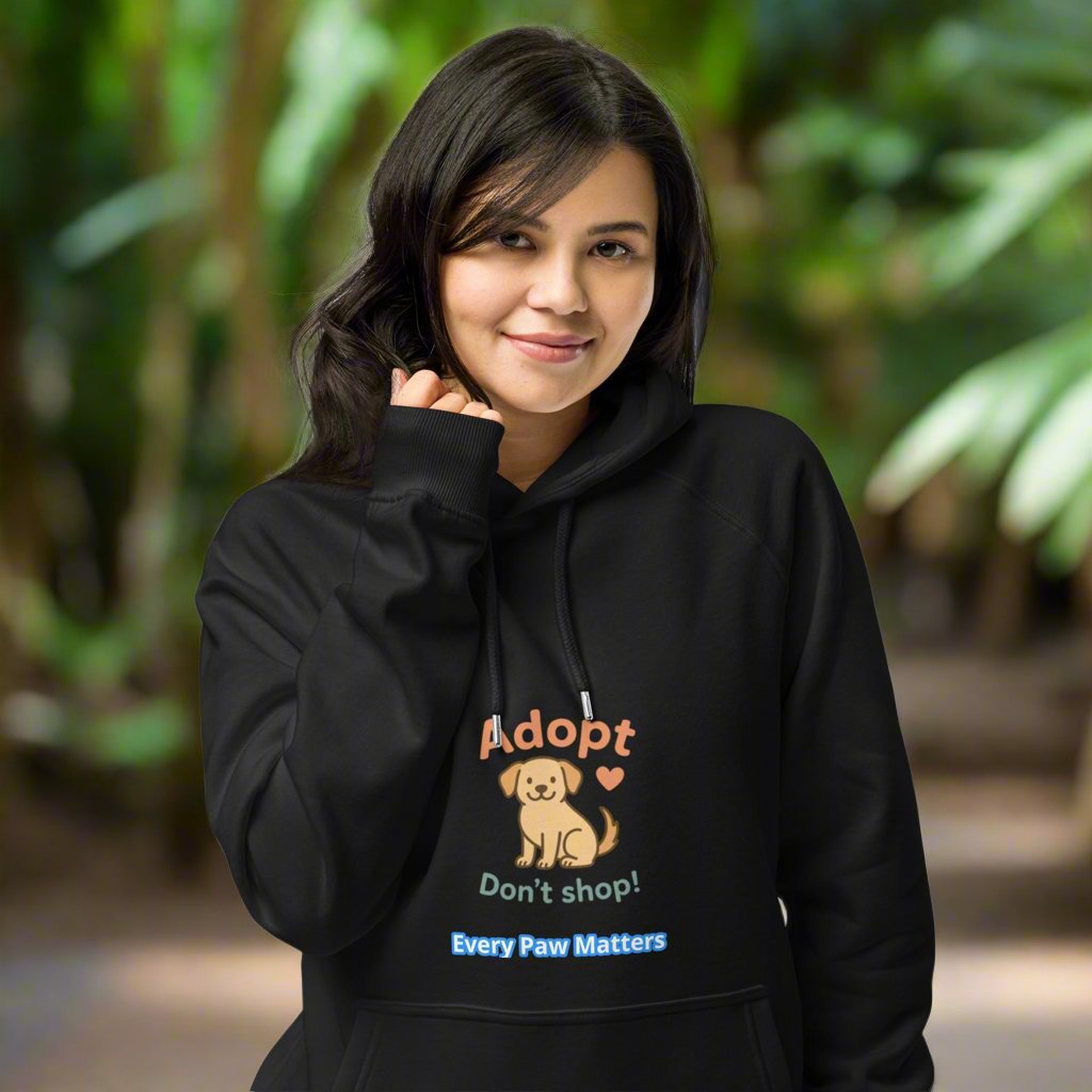Unisex eco raglan hoodie Adopt Dont Shop