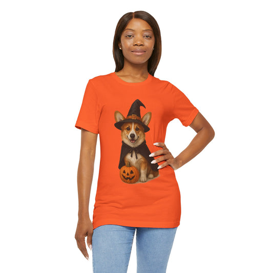 Cute Corgi Halloween Tee, Halloween Shirt, Unisex Dog Lover Tee, Funny Pet Shirt, Pumpkin T-shirt, Fall Apparel