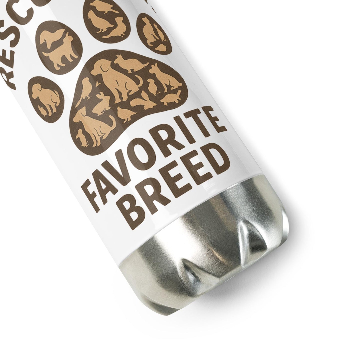 Stainless steel water bottle - Rescue is my favorite breed