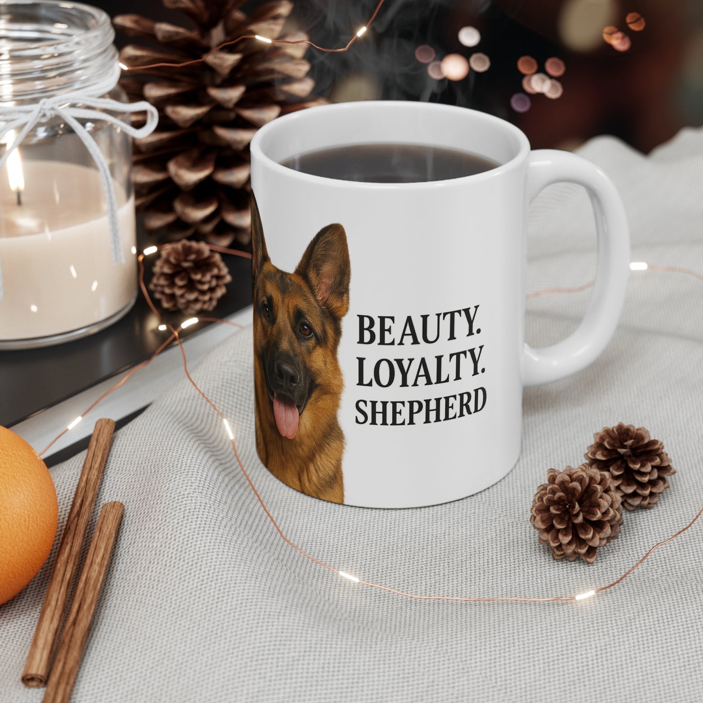 German Shepherd Ceramic Coffee Cup - Beauty Loyalty Shepherd Mug, Dog Lover Gift, Pet Memorial, Personalized Cup, 11oz 15oz Options