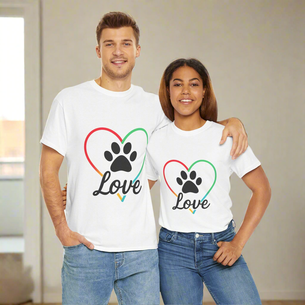 Heart Paw Print Unisex Tee: Animal Lover T-Shirt