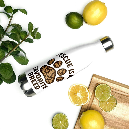 Stainless steel water bottle - Rescue is my favorite breed