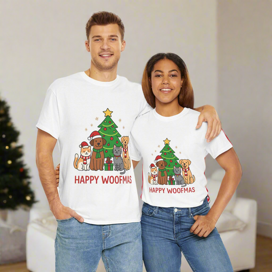 Happy Woofmas Tee: Unisex Christmas Pet Lover Shirt