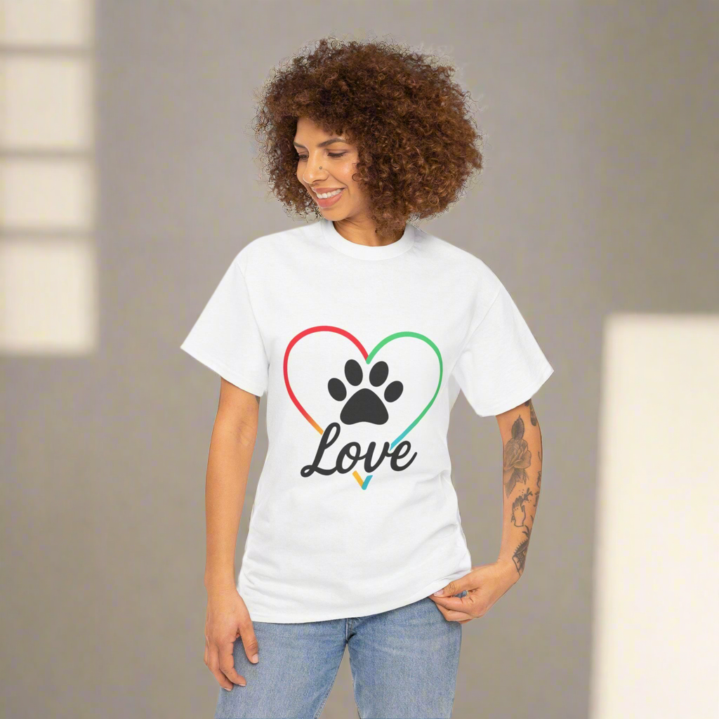 Heart Paw Print Unisex Tee: Animal Lover T-Shirt