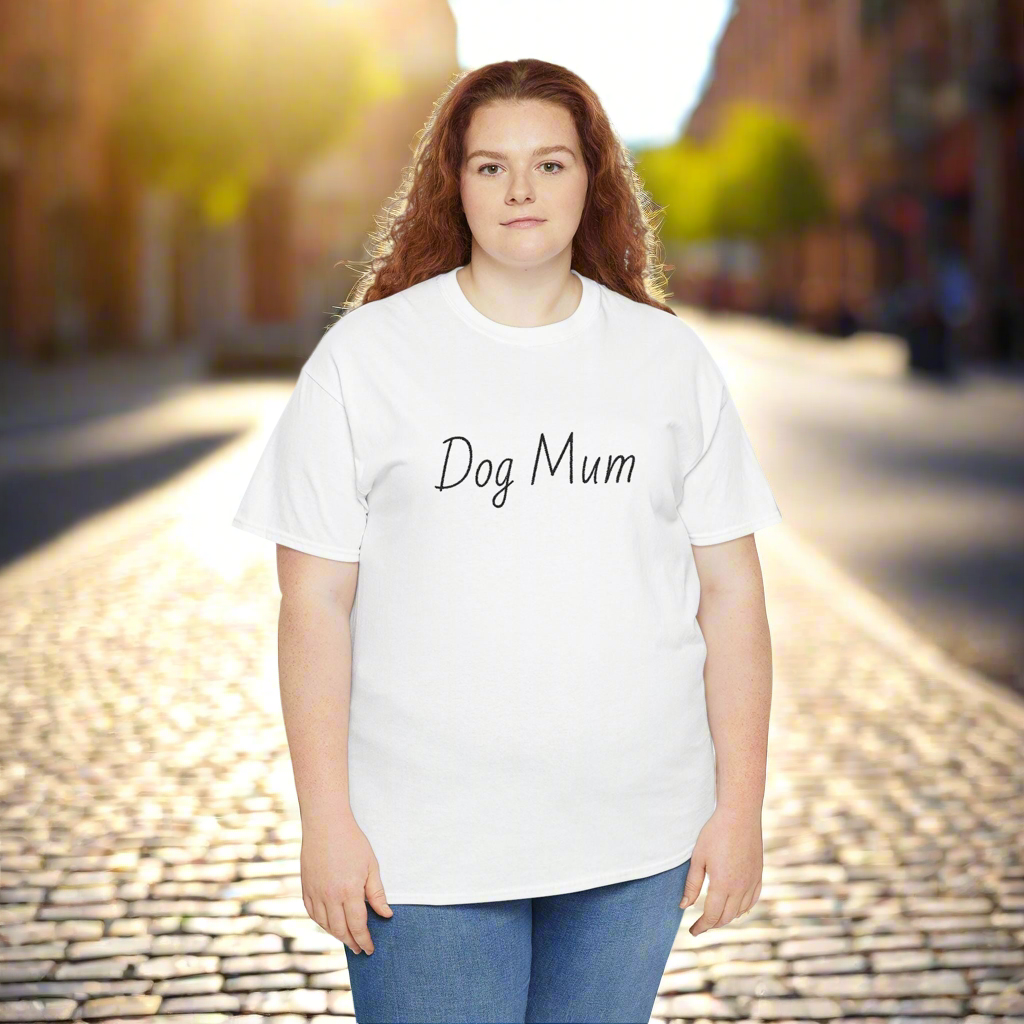 Dog Mum Heavy Cotton Tee: Funny Dog Lover Shirt