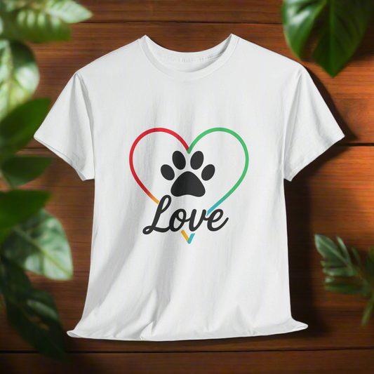 Heart Paw Print Unisex Tee: Animal Lover T-Shirt