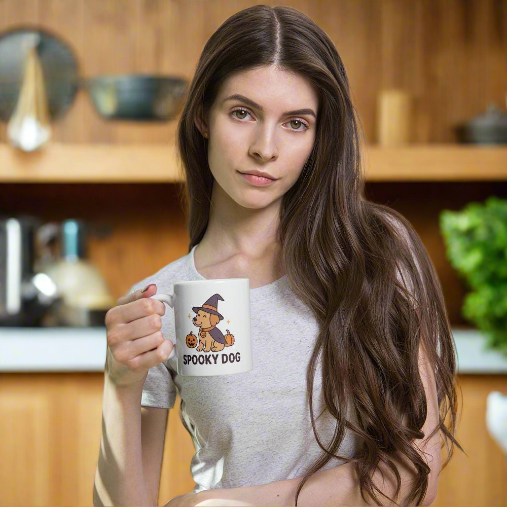 White glossy mug for Halloween