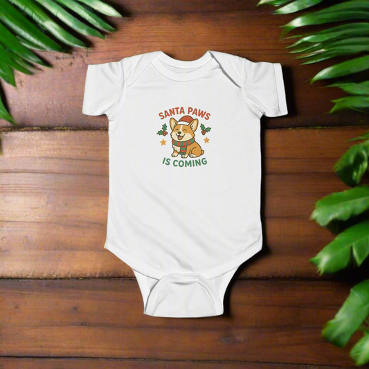 Santa Paws Infant Bodysuit, Cute Baby Holiday Outfit, Christmas Gift, Newborn Apparel, Toddler Onesie