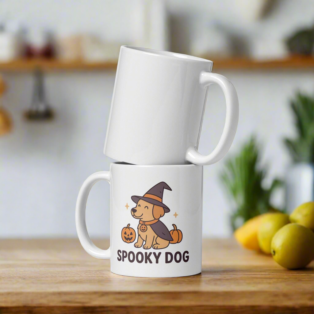 White glossy mug for Halloween