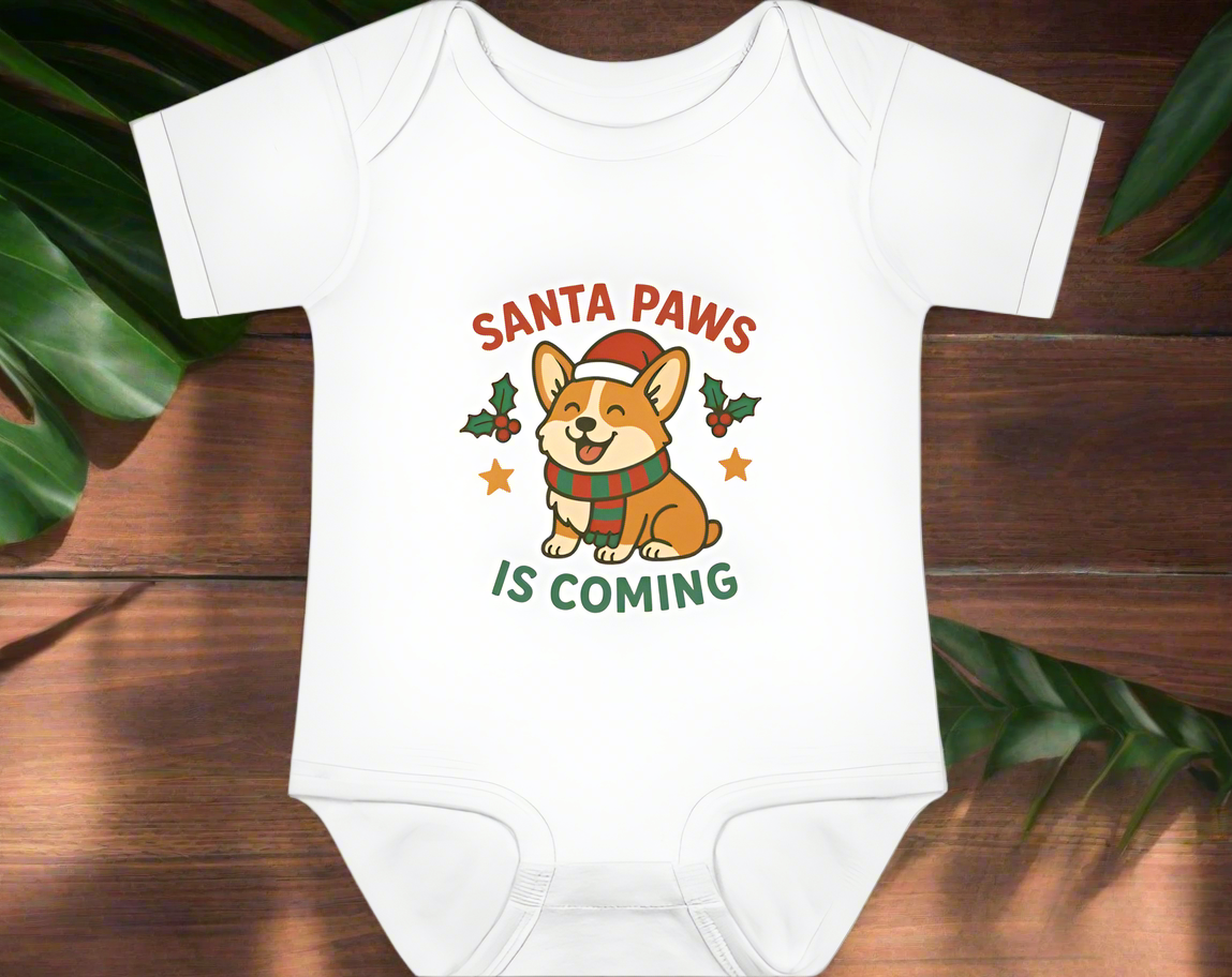 Santa Paws Corgi Baby Bodysuit