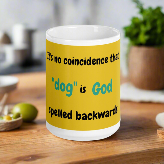 Yellow glossy mug for dog lovers