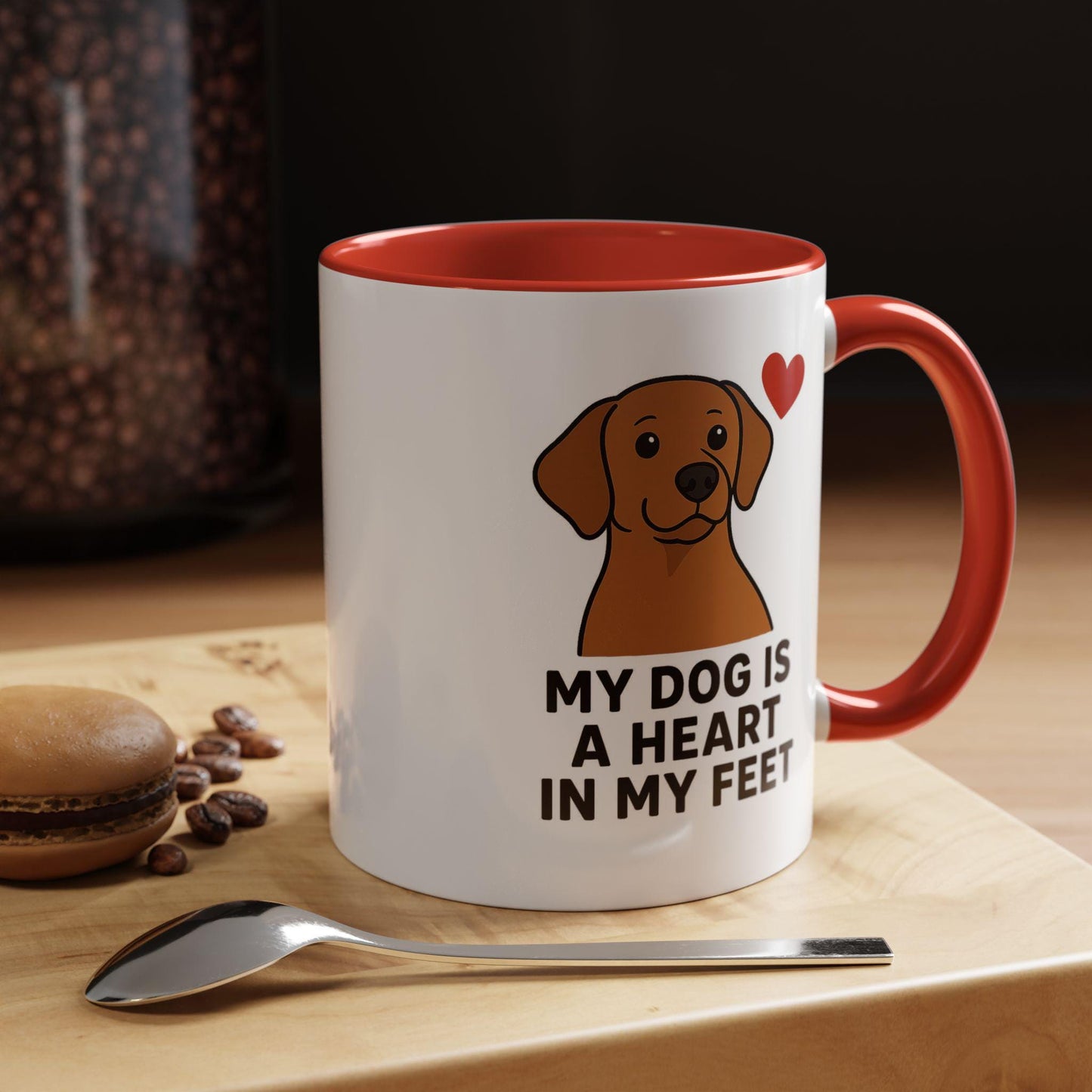 Dog Lover's Heart Accent Mug, Pet Owner Gift, Custom Coffee Cup, Cute Dog Mug, Love for Dogs Tea Mug