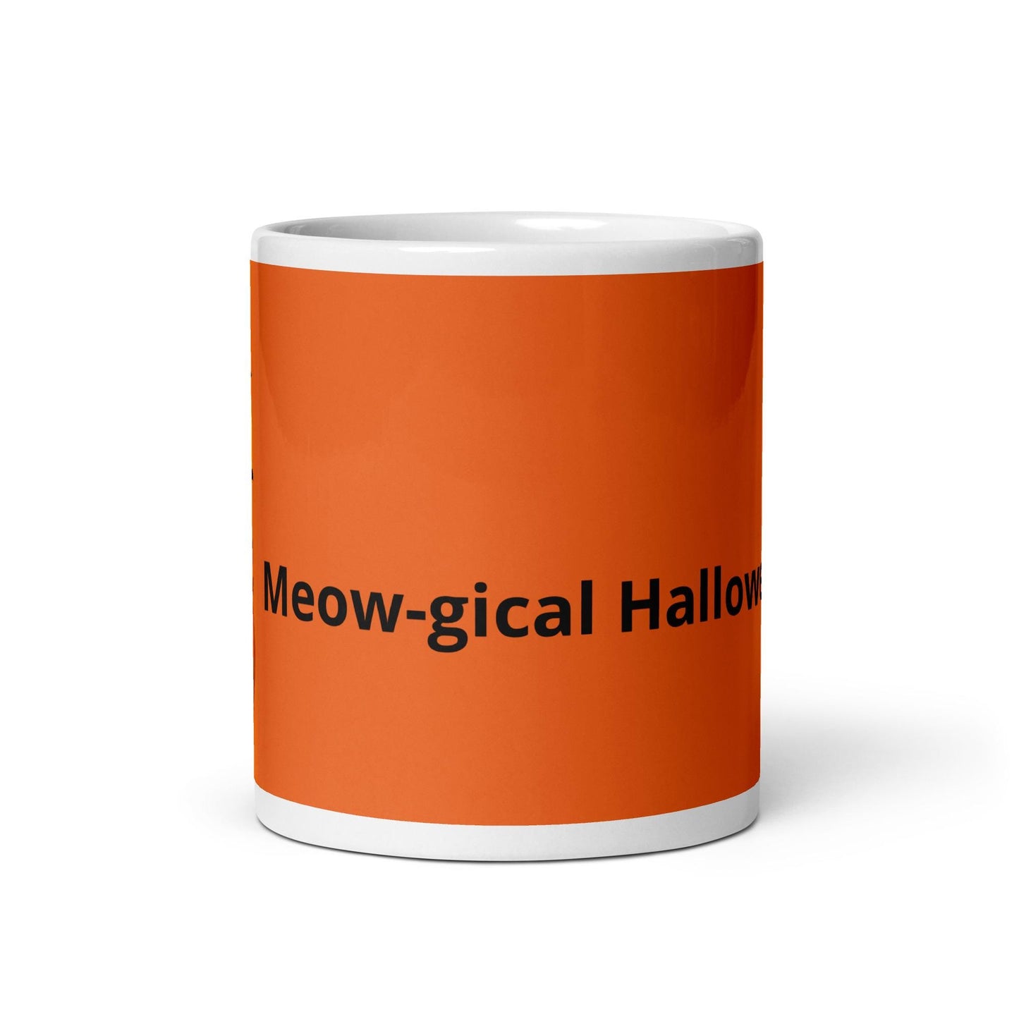 White glossy mug for cat lovers, Halloween mug